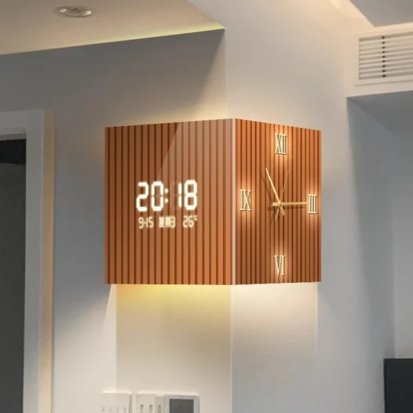 Modern Dual-Sided Corner Clock Space-Saving Wall Décor for Living Room Minimalist Bedroom Background Frameless Home Office Decor - Image 2