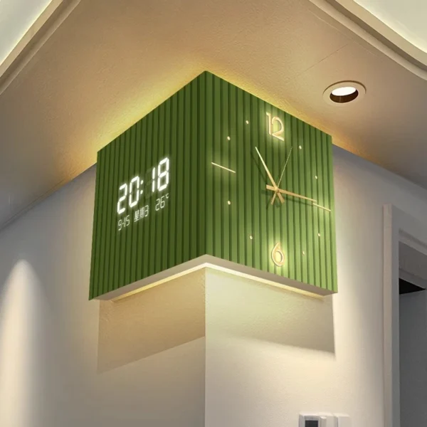 Modern Dual-Sided Corner Clock Space-Saving Wall Décor for Living Room Minimalist Bedroom Background Frameless Home Office Decor - Image 4