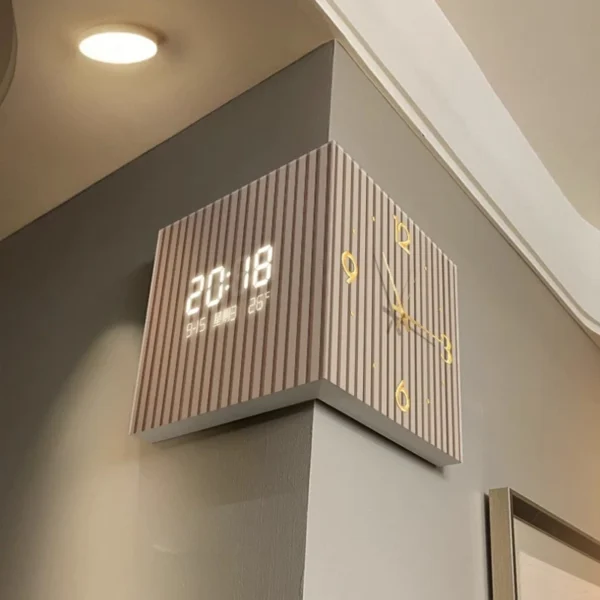 Modern Dual-Sided Corner Clock Space-Saving Wall Décor for Living Room Minimalist Bedroom Background Frameless Home Office Decor - Image 5