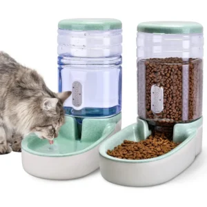 Automatic Pet Feeder and Water Dispenser Set with Large Capacity for Dogs and Cats, Includes Food Bowl