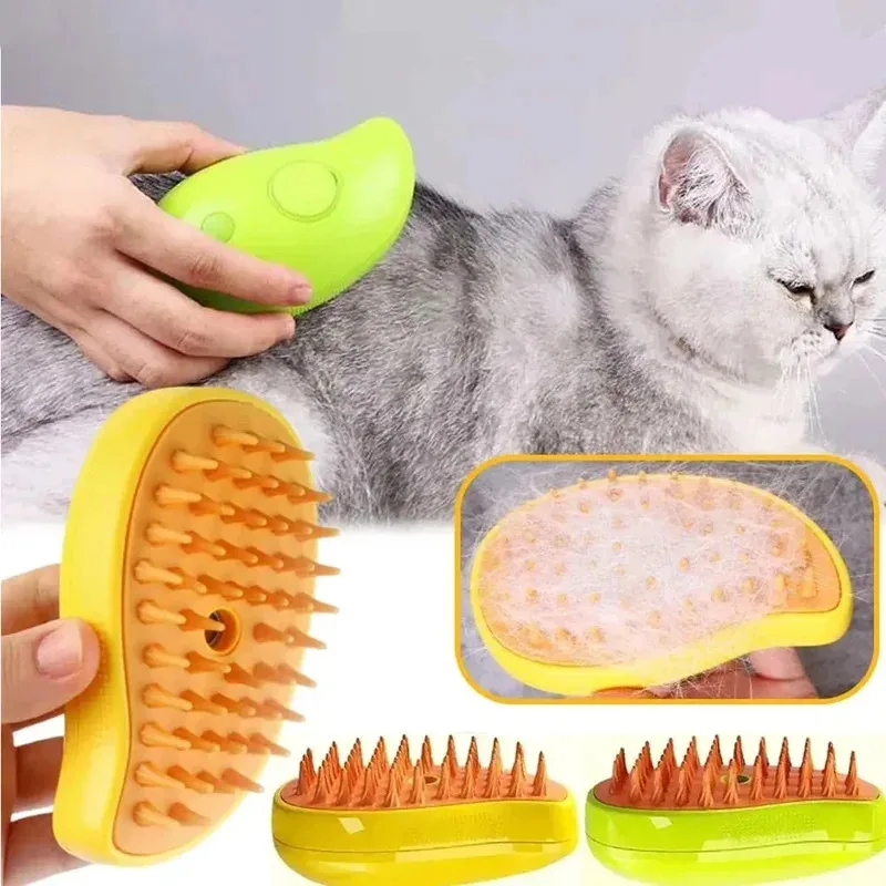 Cat Steam Brush Electric Spray Water Spray Kitten Pet Comb Soft Silicone Depilation Cats Bath Hair Brush Grooming Supplies - Image 2